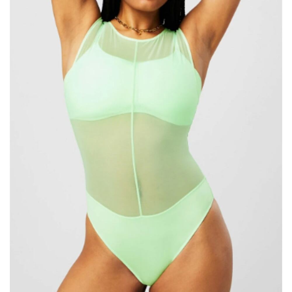 Fabletics Women Mesh Bodysuit Cool Mint Neon Green NEW XL Fun Party Going Out